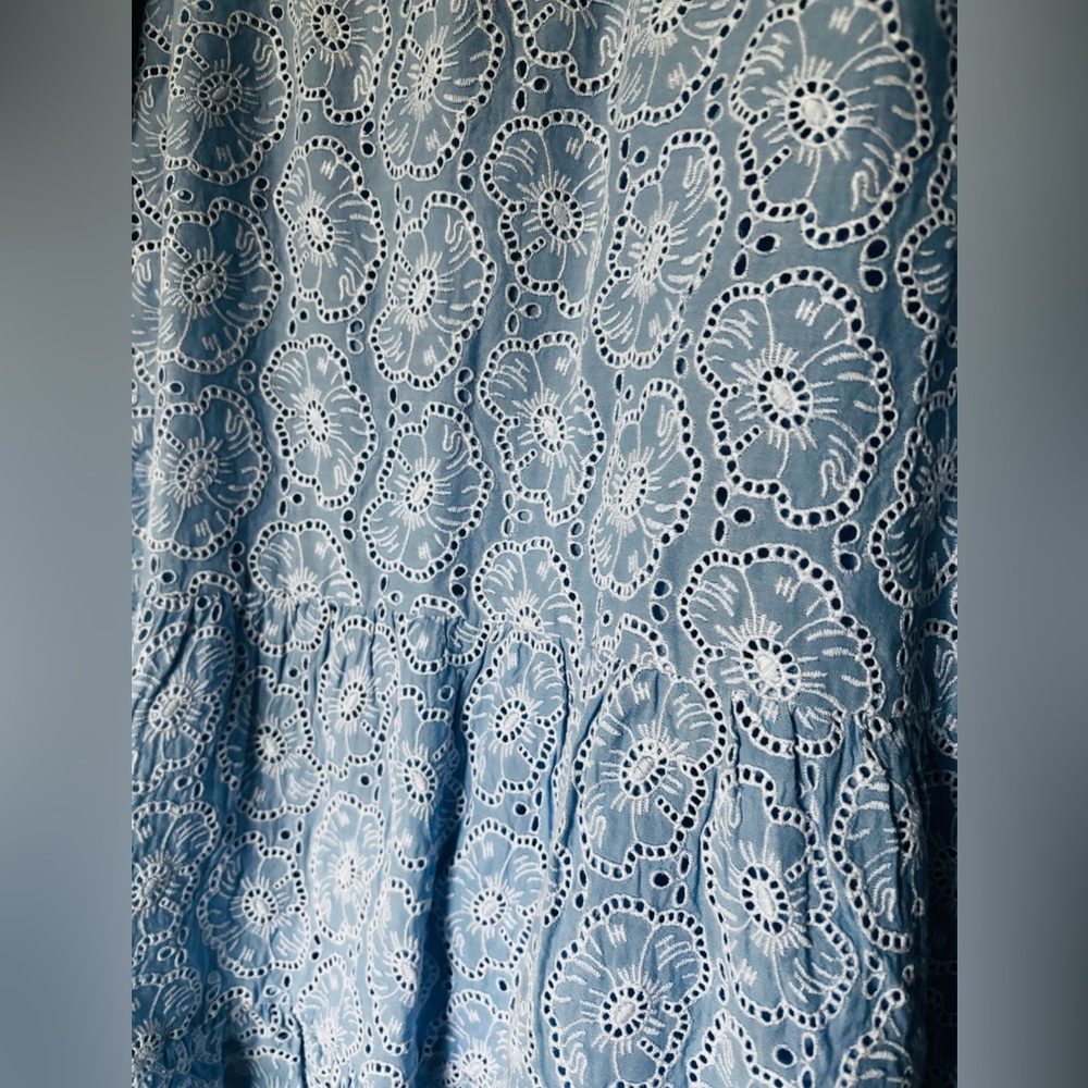 ME+EM Pale Blue Eyelet Tiered Mini Dress - Picture 4 of 9